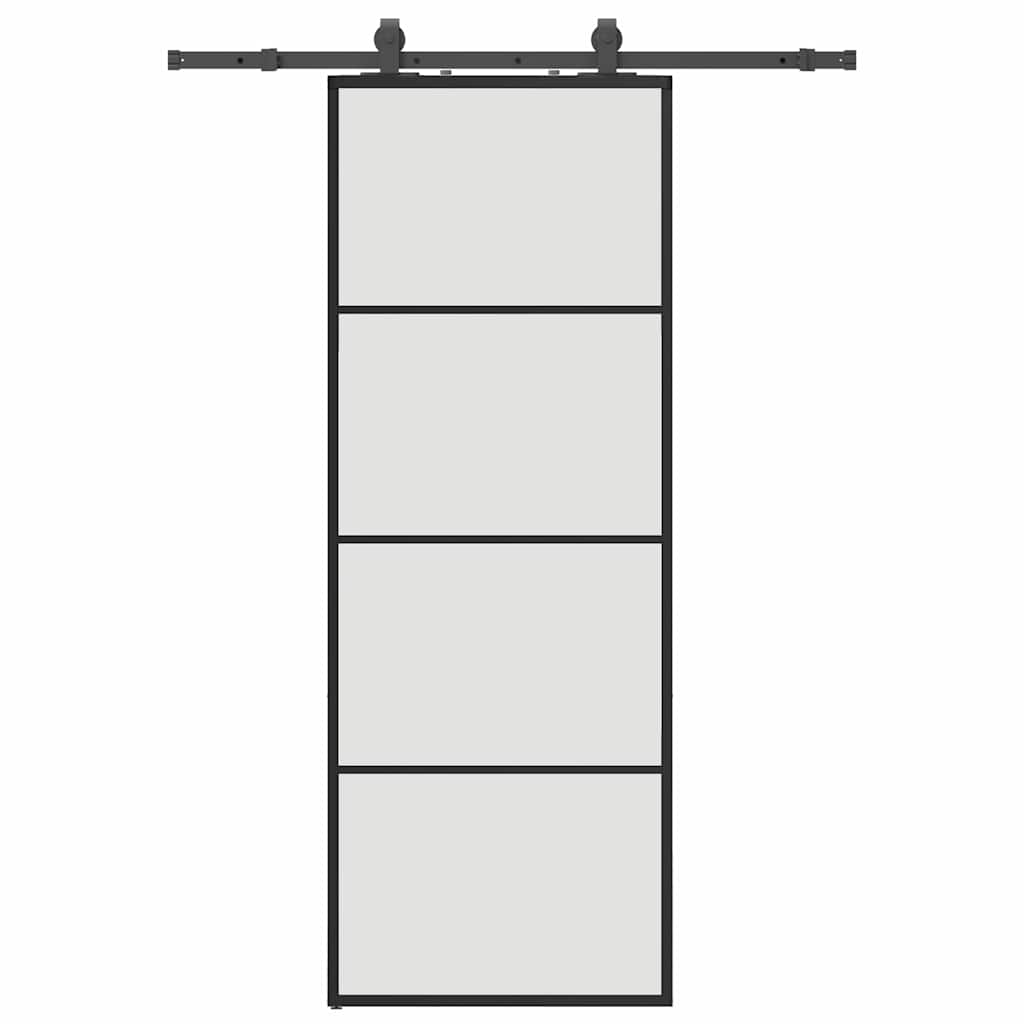 Skyvedør med monteringssett svart 76x205 cm ESG-glass