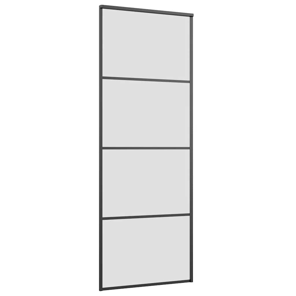Skyvedør med monteringssett svart 76x205 cm ESG-glass