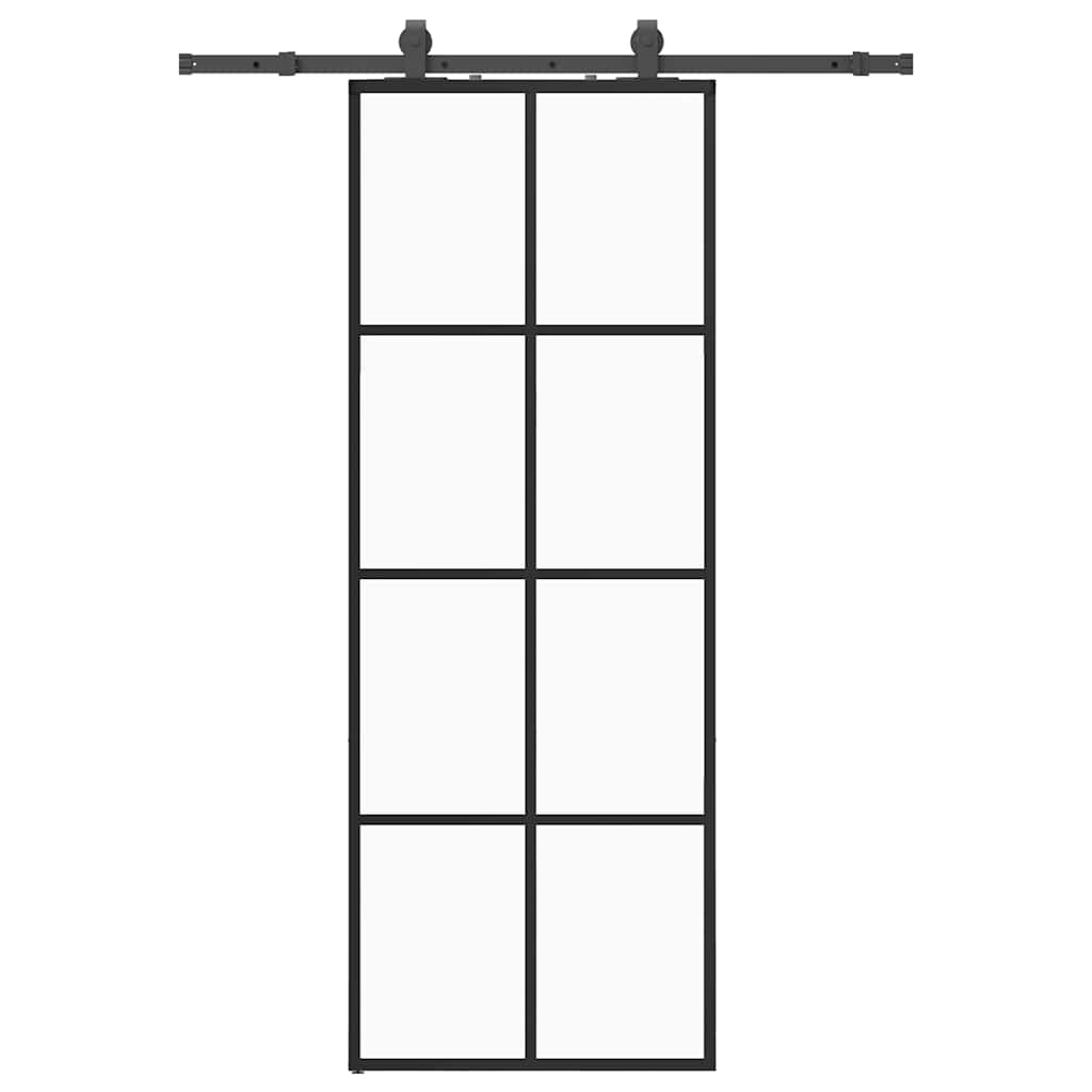 Skyvedør med monteringssett svart 76x205 cm ESG-glass