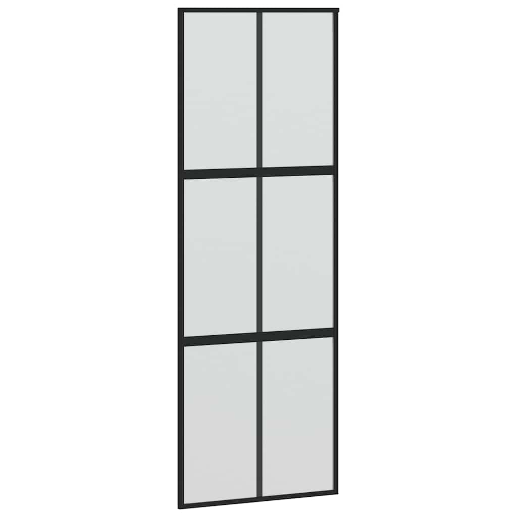 Skyvedør med monteringssett svart 76x205 cm herdet glass