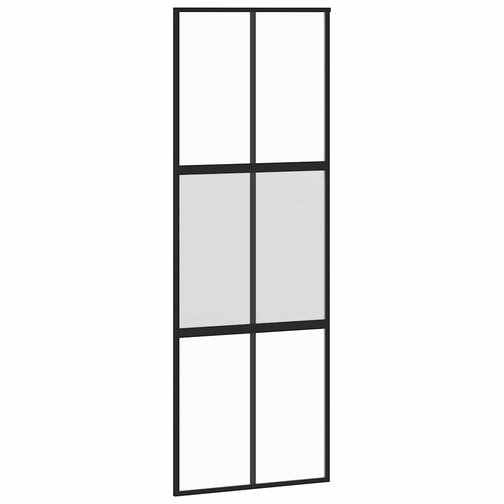 Skyvedør med monteringssett svart 76x205 cm herdet glass