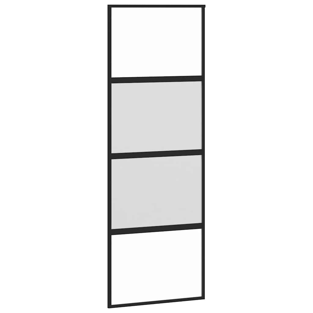 Skyvedør med monteringssett svart 76x205 cm herdet glass