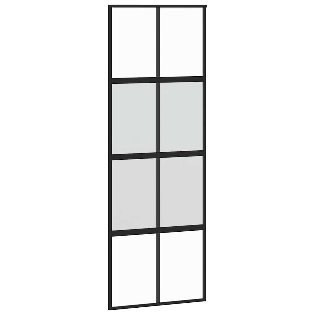Skyvedør med monteringssett svart 76x205 cm herdet glass