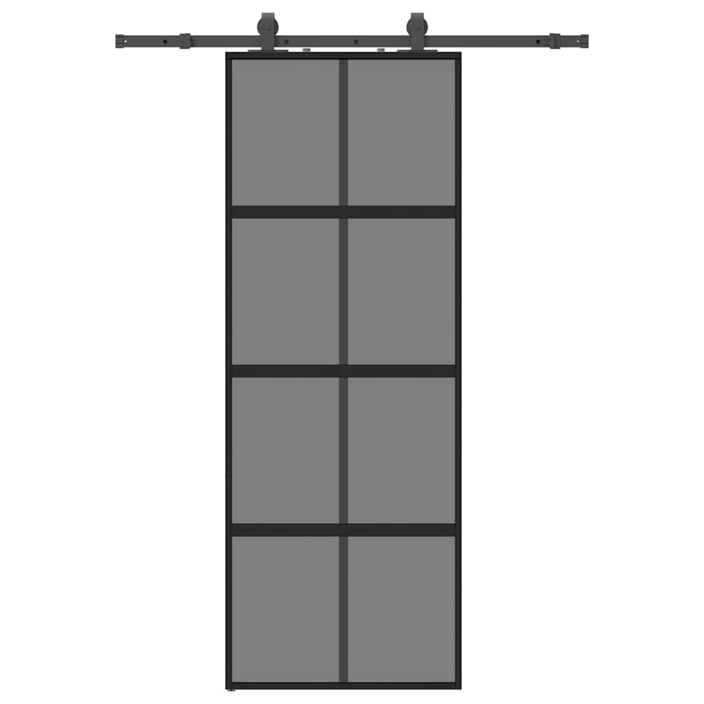 Skyvedør med monteringssett svart 76x205 cm herdet glass