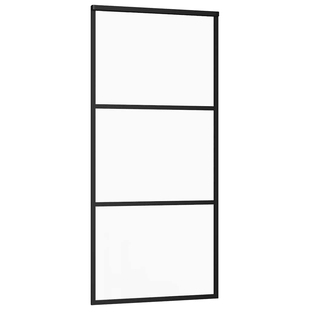 Skyvedør med monteringssett svart 90x205 cm ESG-glass