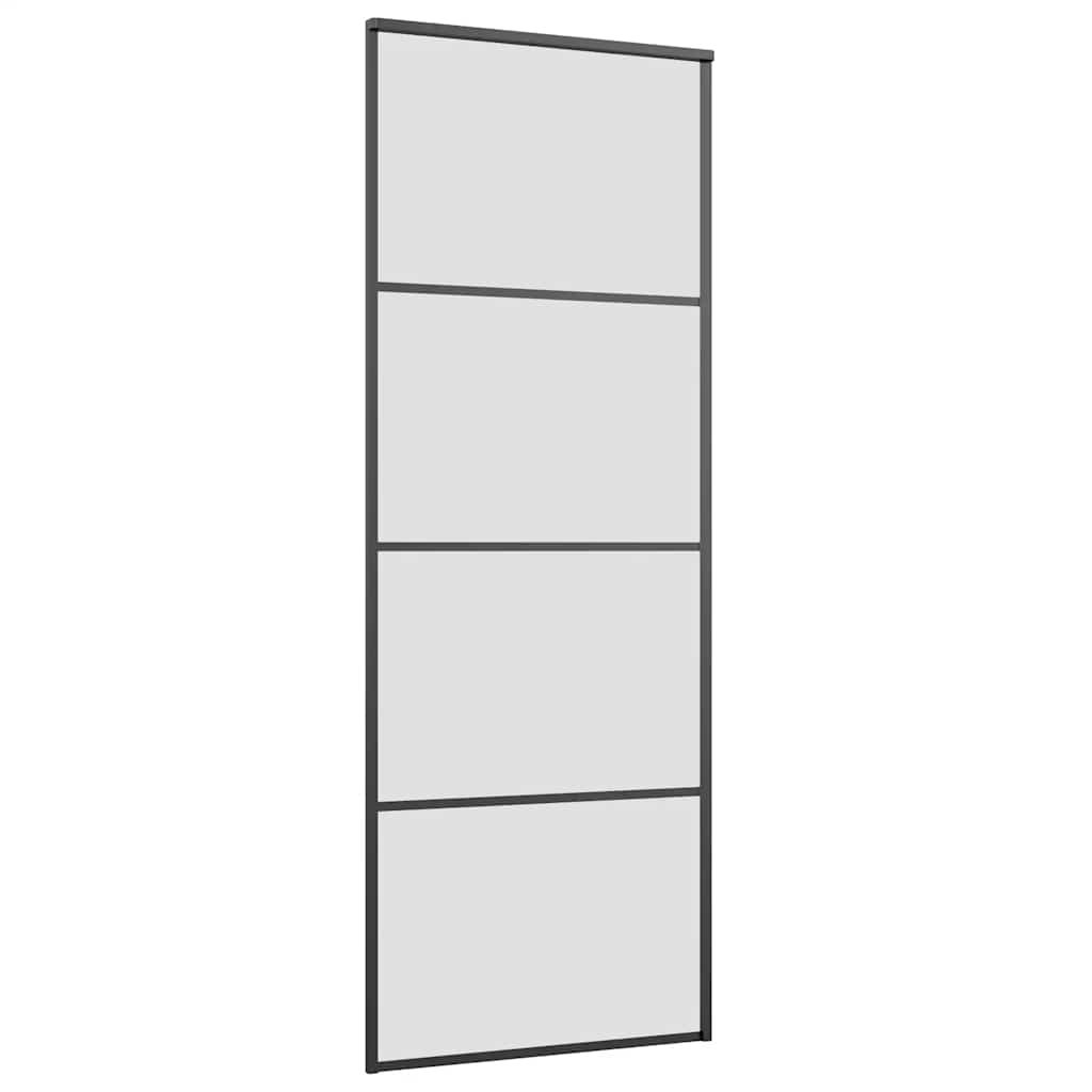 Skyvedør med monteringssett svart 76x205 cm ESG-glass