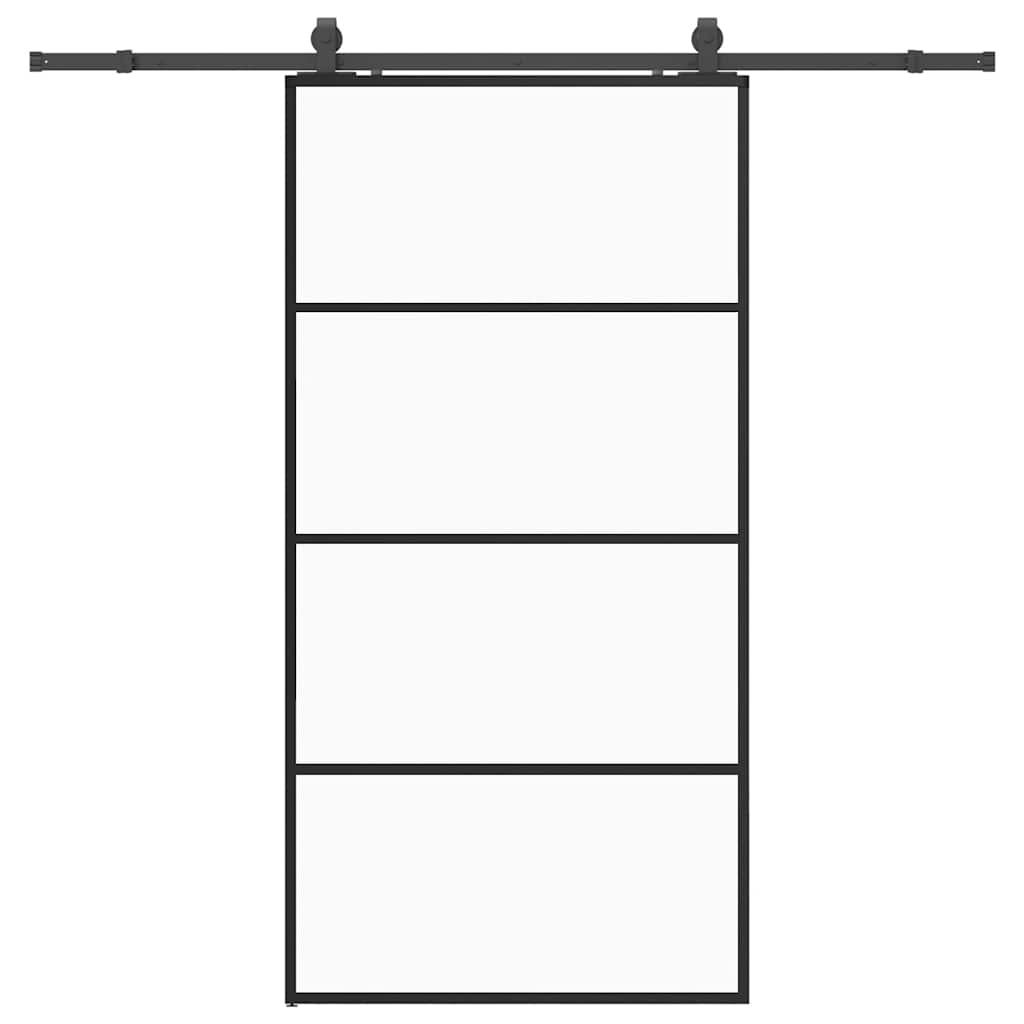 Skyvedør med monteringssett svart 102,5x205 cm ESG-glass