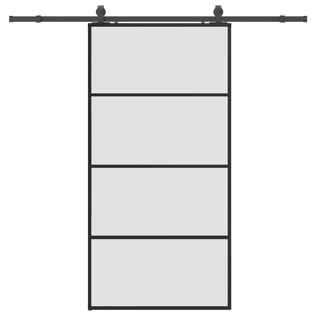 Skyvedør med monteringssett svart 102,5x205 cm ESG-glass