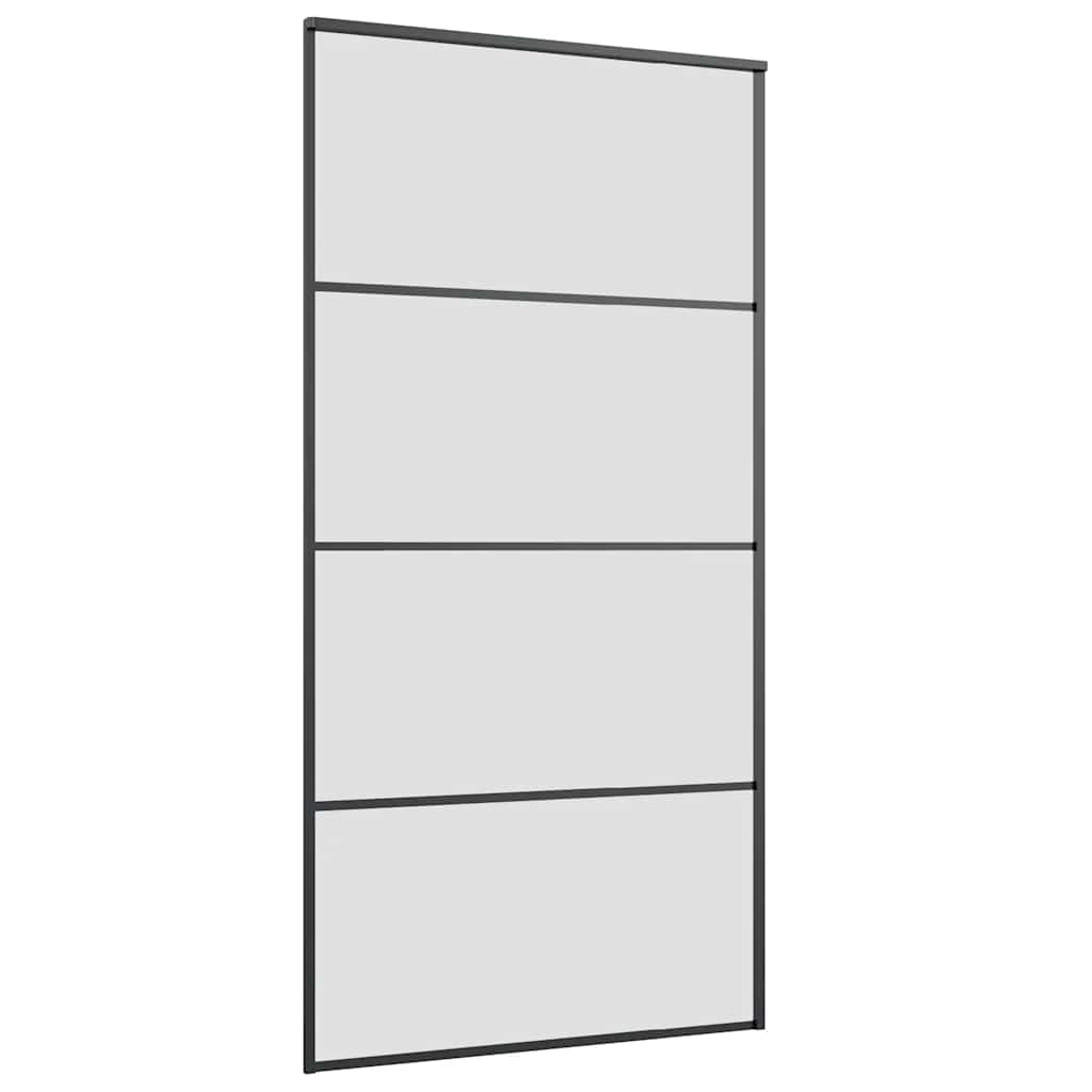 Skyvedør med monteringssett svart 102,5x205 cm ESG-glass