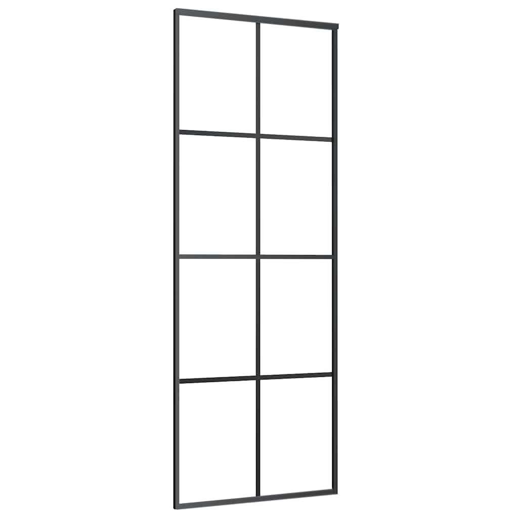 Skyvedør med monteringssett svart 76x205 cm ESG-glass
