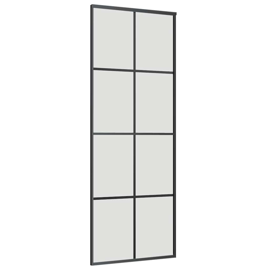 Skyvedør med monteringssett svart 76x205 cm ESG-glass
