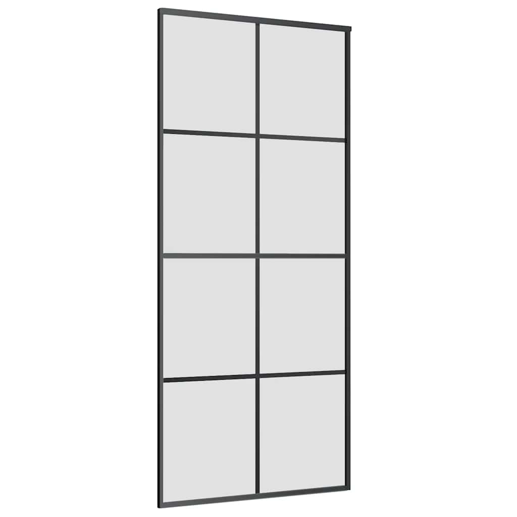 Skyvedør med monteringssett svart 90x205 cm ESG-glass