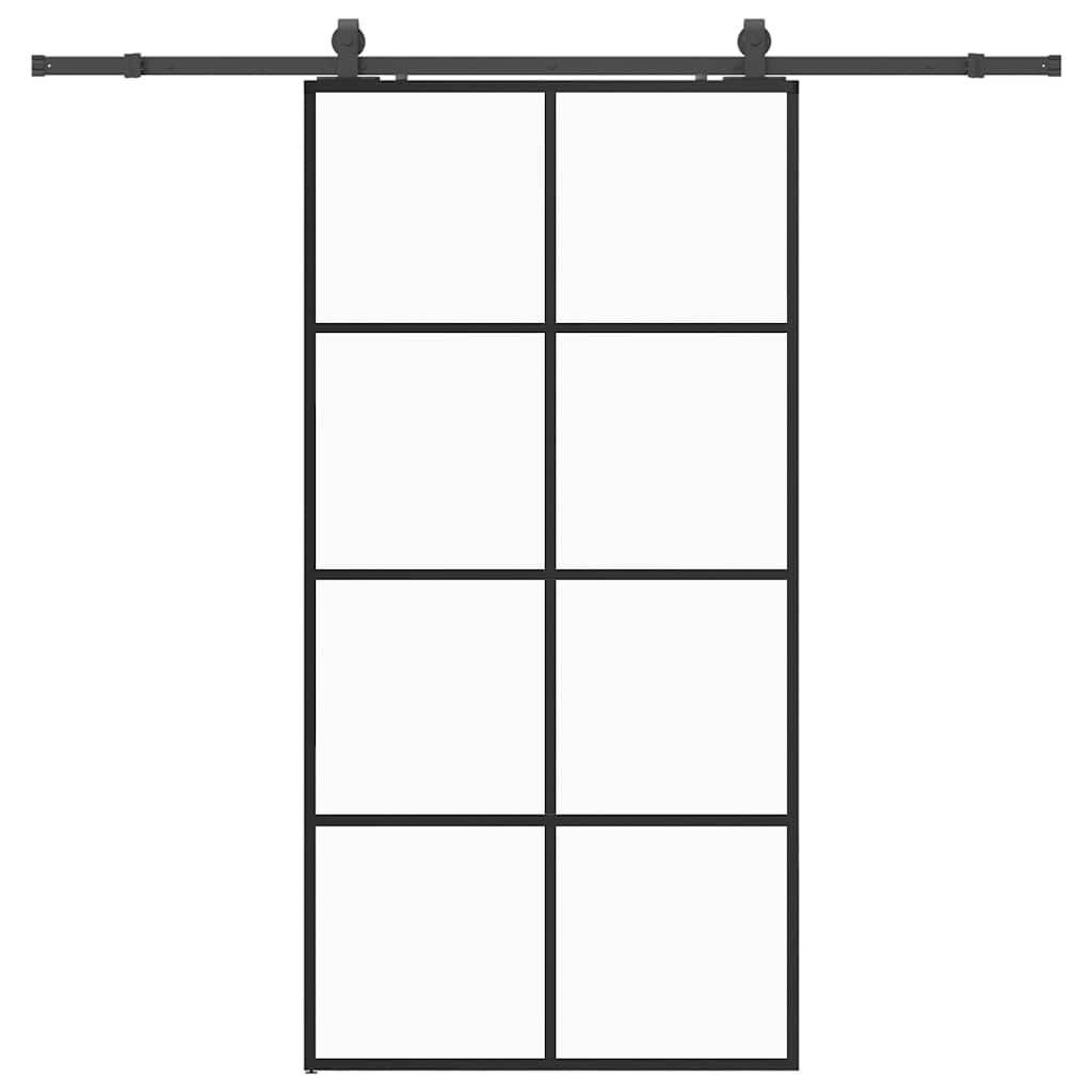 Skyvedør med monteringssett svart 102,5x205 cm ESG-glass