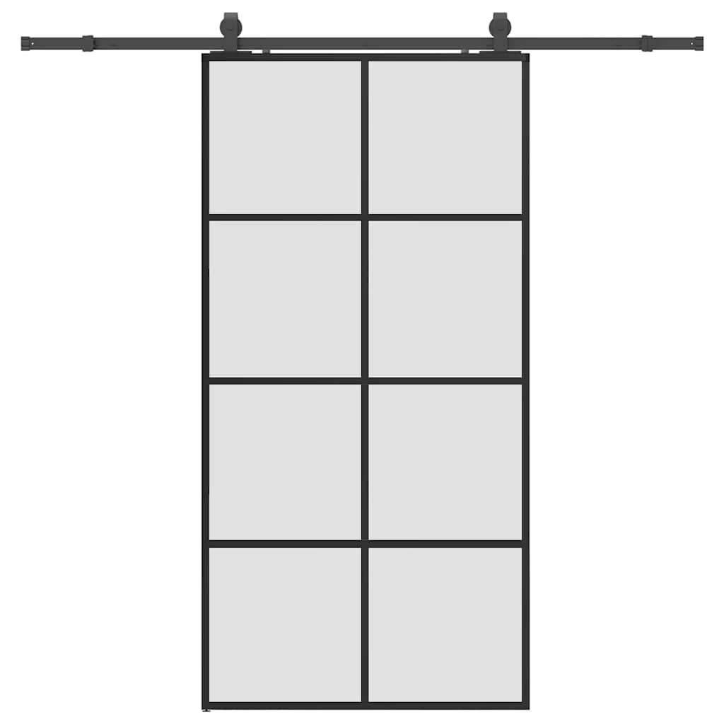 Skyvedør med monteringssett svart 102,5x205 cm ESG-glass