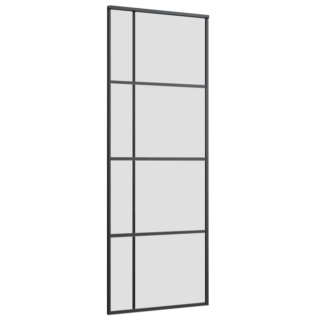 Skyvedør med monteringssett svart 76x205 cm ESG-glass