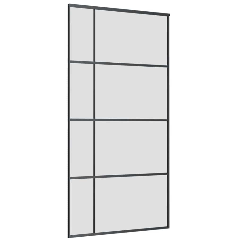 Skyvedør med monteringssett svart 102,5x205 cm ESG-glass