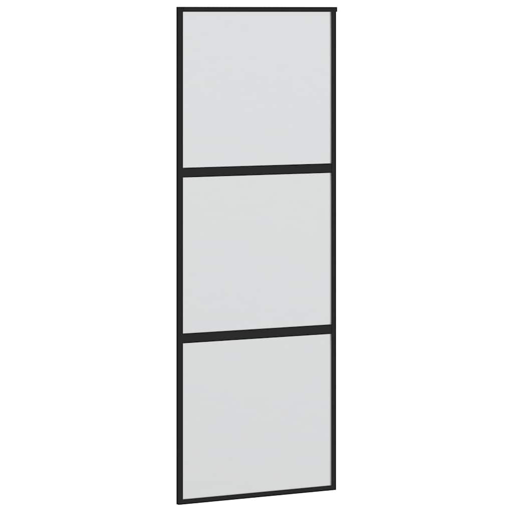 Skyvedør med monteringssett svart 76x205 cm herdet glass