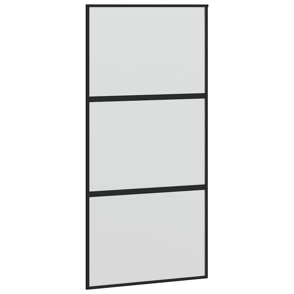 Skyvedør med monteringssett svart 102,5x205 cm herdet glass