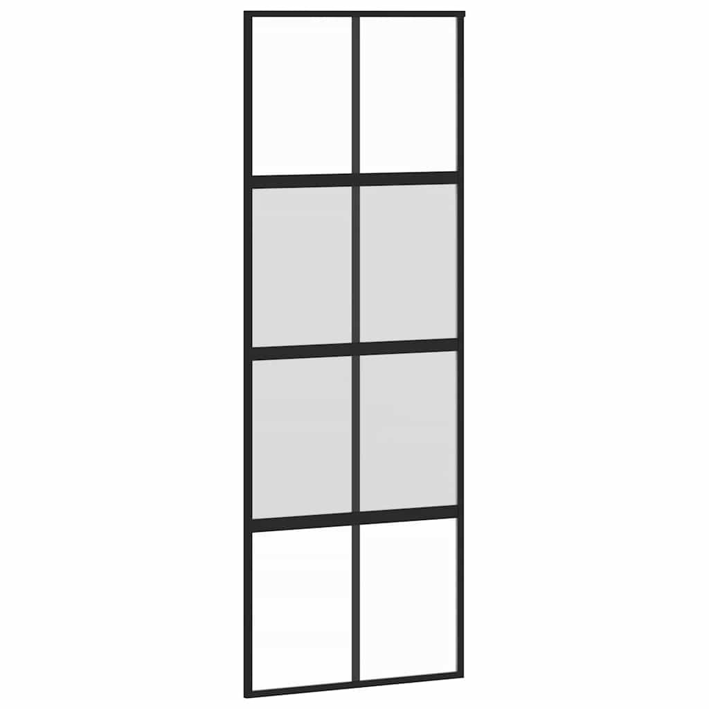 Skyvedør med monteringssett svart 76x205 cm herdet glass