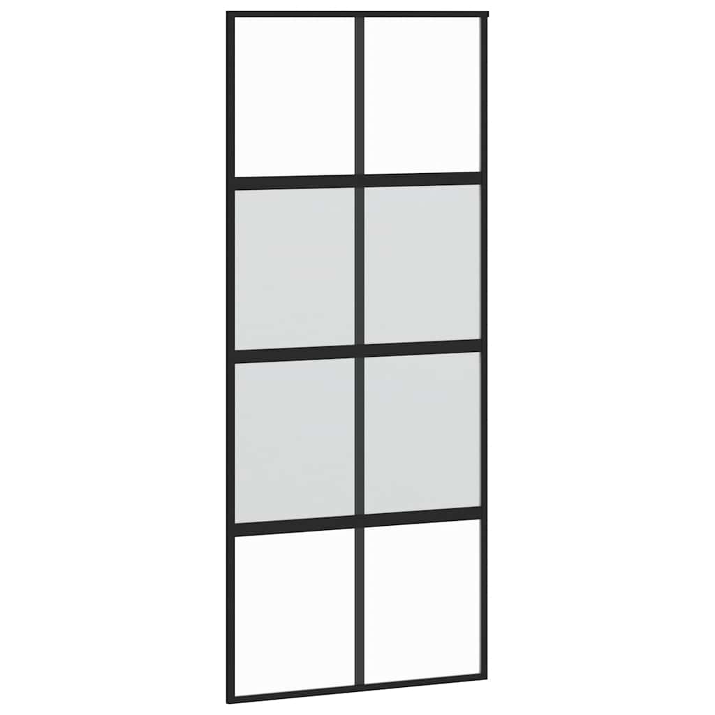 Skyvedør med monteringssett svart 90x205 cm herdet glass