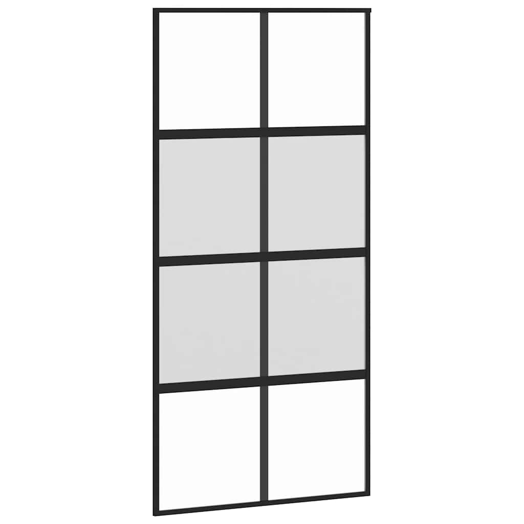 Skyvedør med monteringssett svart 102,5x205 cm herdet glass
