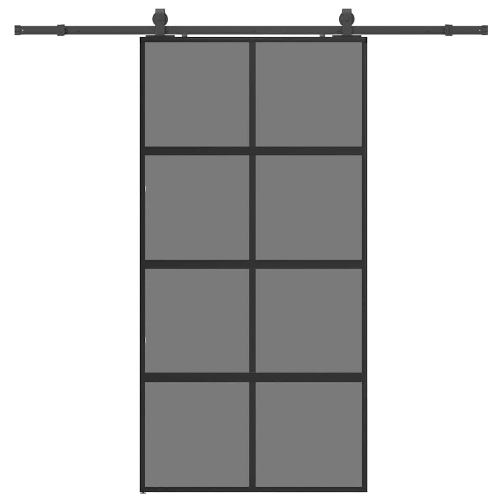 Skyvedør med monteringssett svart 102,5x205 cm herdet glass