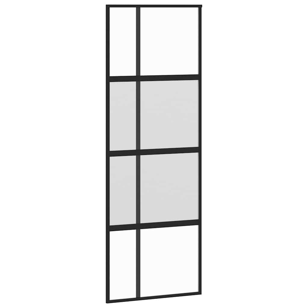 Skyvedør med monteringssett svart 76x205 cm herdet glass