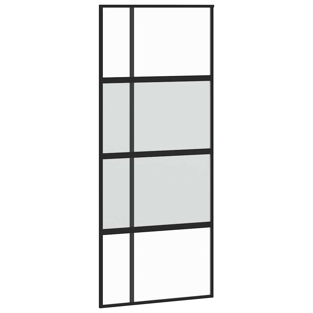 Skyvedør med monteringssett svart 90x205 cm herdet glass
