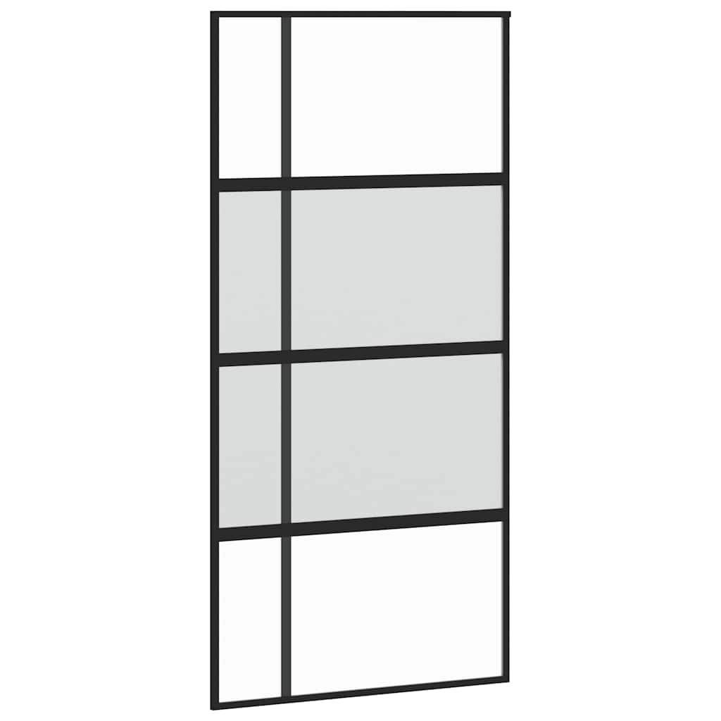 Skyvedør med monteringssett svart 102,5x205 cm herdet glass