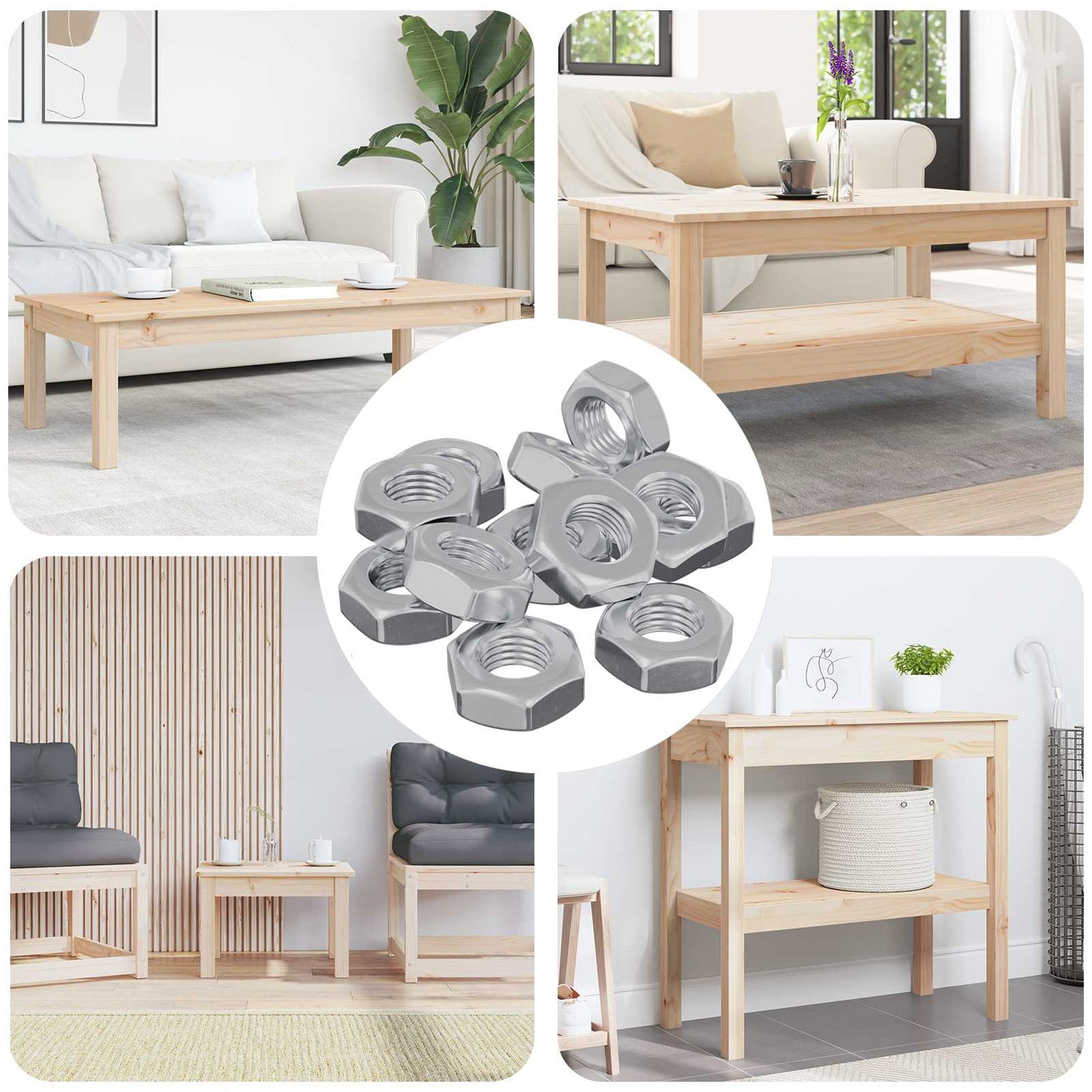Sekskantmutter 12 pcs sølv m8 Metall