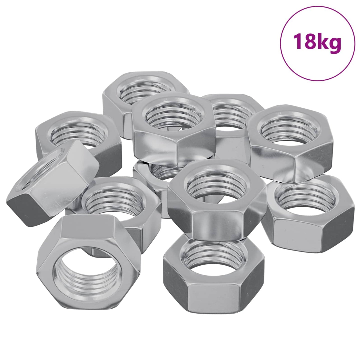 Sekskantmutter 9000 pcs sølv Metall