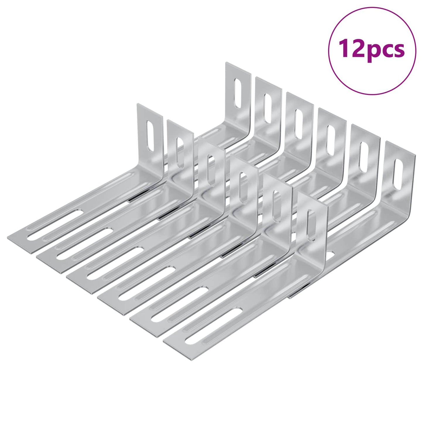 Anti-tipp brakett Ensfarget 12 pcs sølv 74,5 x 15 x 32 mm Jern