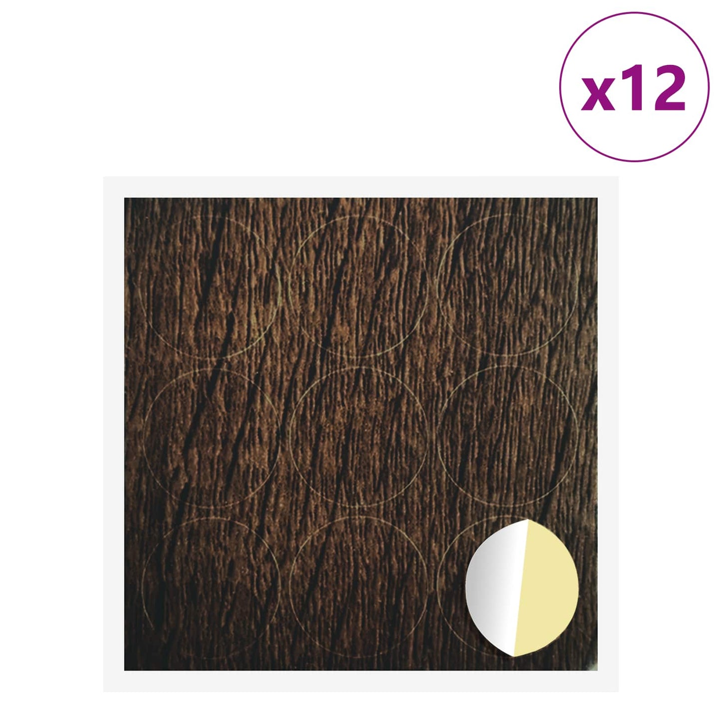 Klebende skrue deksel 12 pcs Brun Eik Ø 20 x 0,5 mm