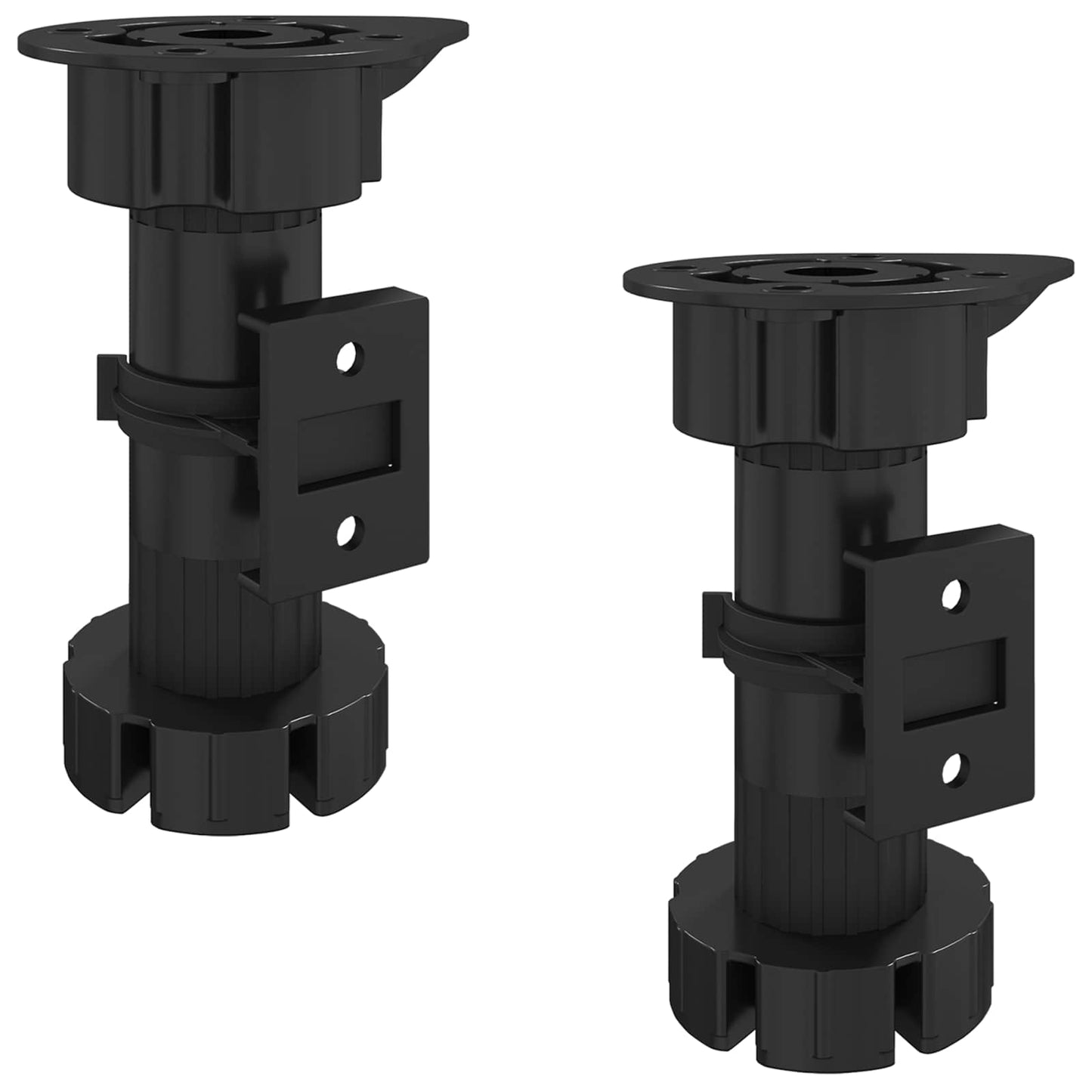 Møbelføtter Justerbar 2 pcs Svart 46 x 46 x 128 mm PP