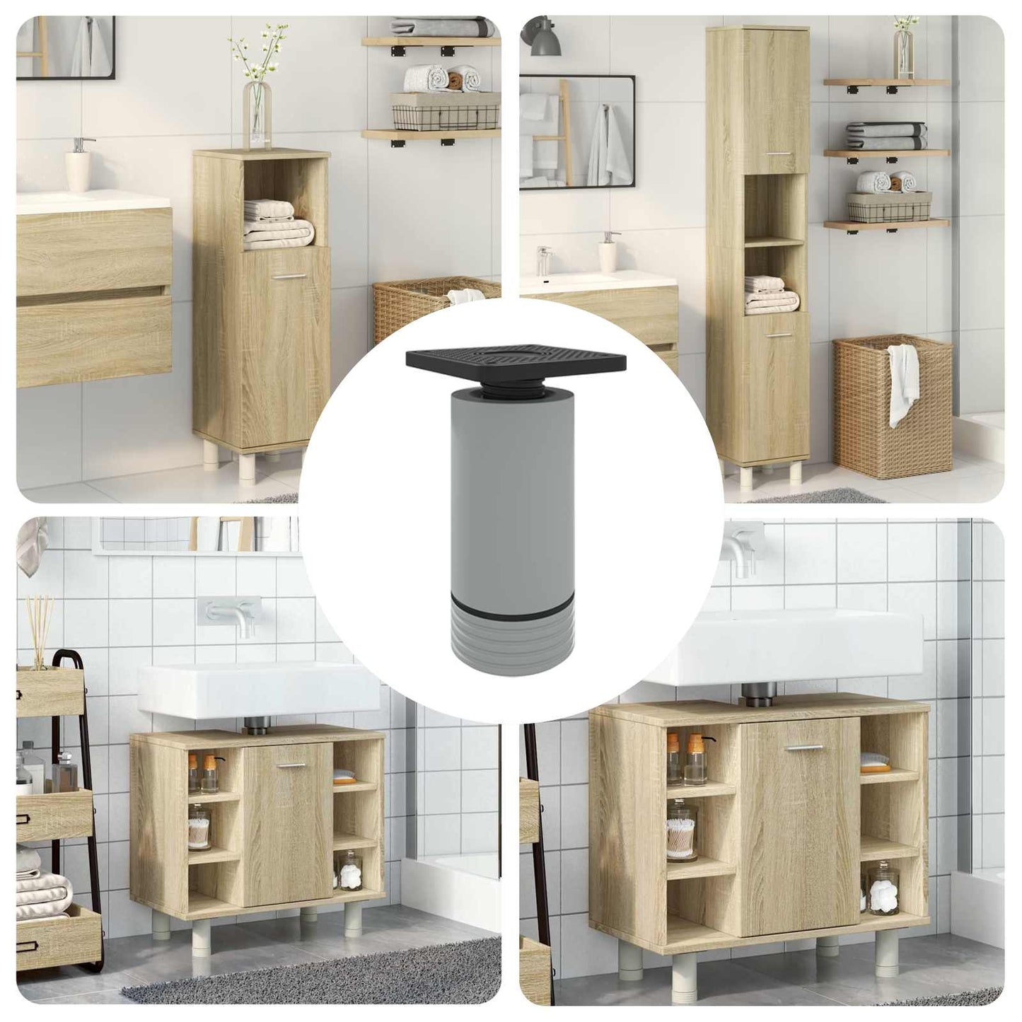 Møbelføtter Justerbar 12 pcs Hvit 64 x 64 x 100 mm PP