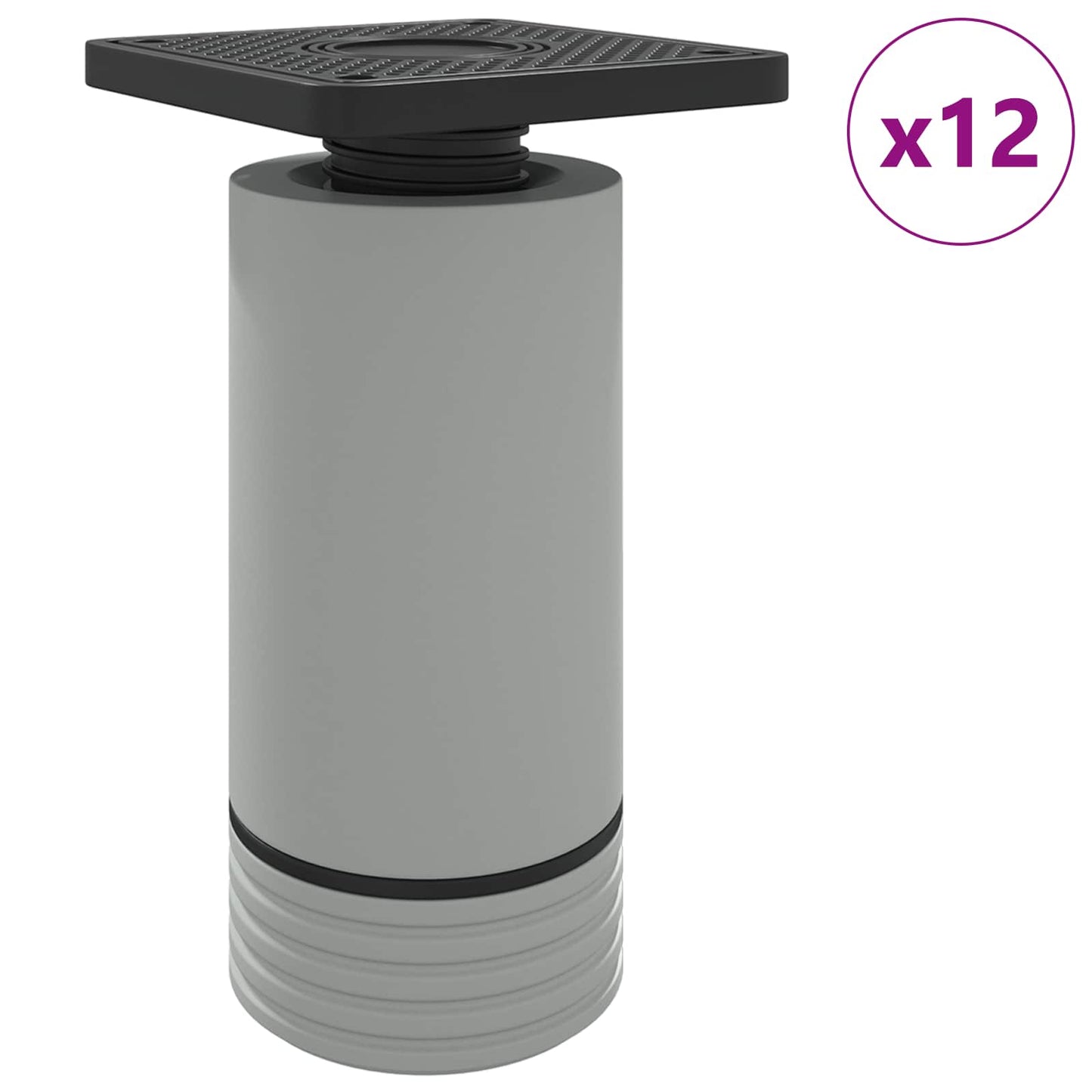 Møbelføtter Justerbar 12 pcs Hvit 64 x 64 x 100 mm PP