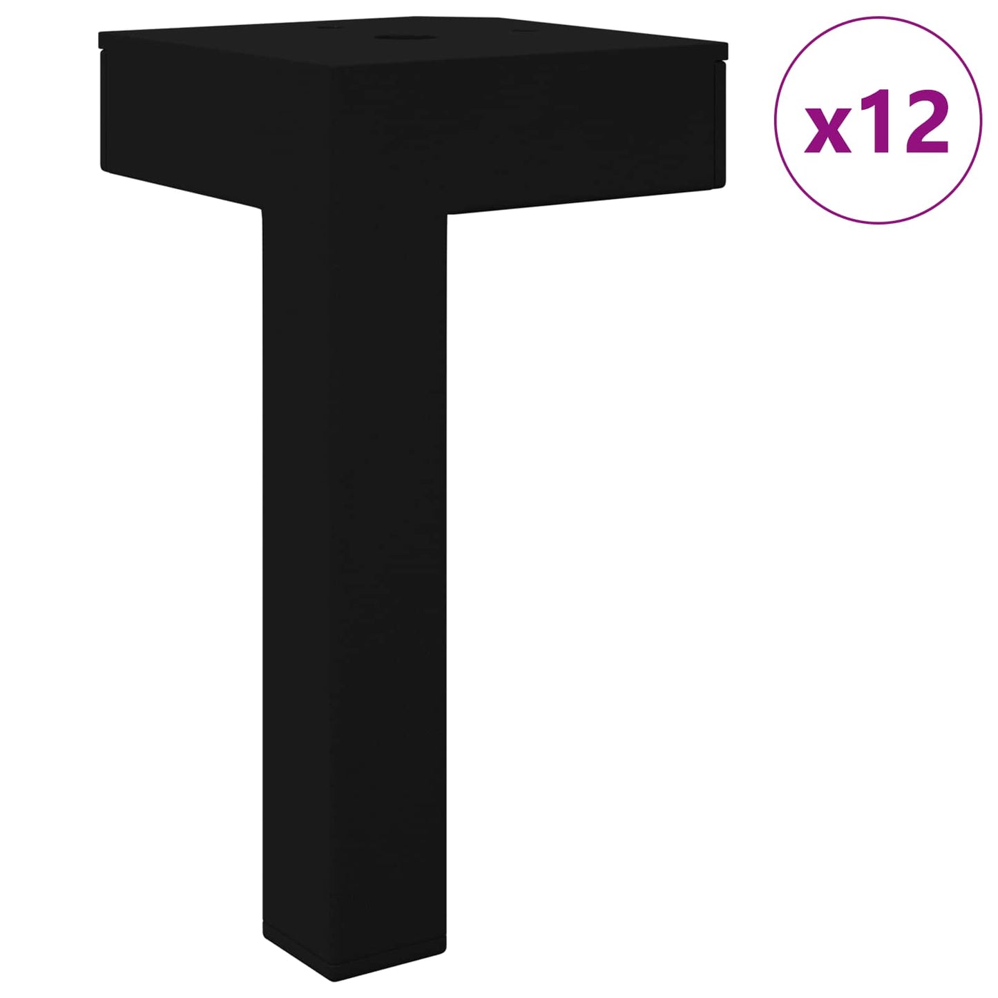 Stående føtter 12 stk. Svart 57 x 57 x 100 mm Jern