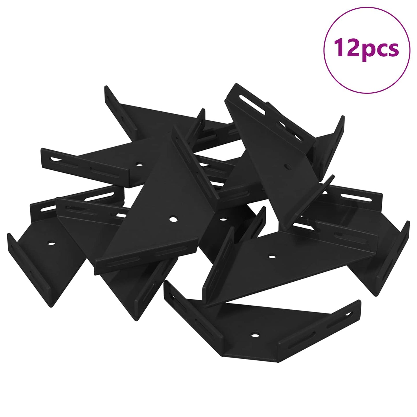Hjørnestøtte 12 pcs Svart 138,5 x 50,5 x 16 mm Jern