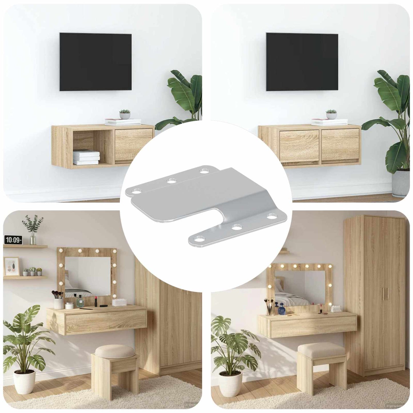 Flush Mount Bracket 419 pcs sølv 75 x 66 x 1,4 mm Stål
