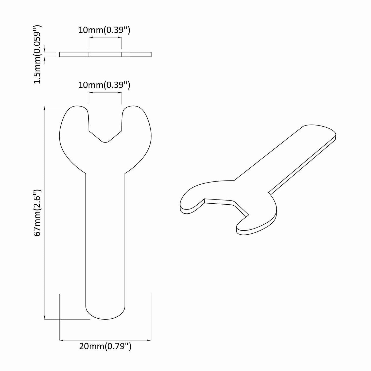 Skiftenøkkel 12 pcs sølv 10 mm Jern