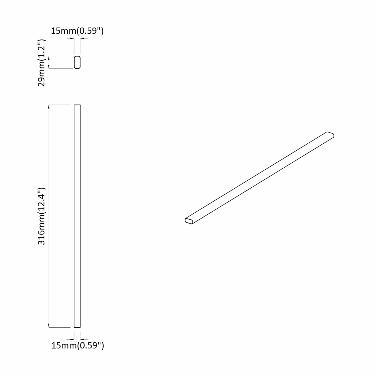 Klesslanger 2 pcs sølv 316 x 15 x 29 mm Aluminium Legering
