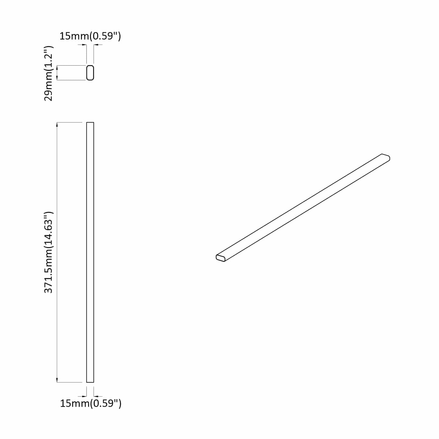 Klesslanger 2 pcs sølv 371,5 x 15 x 29 mm Aluminium Legering