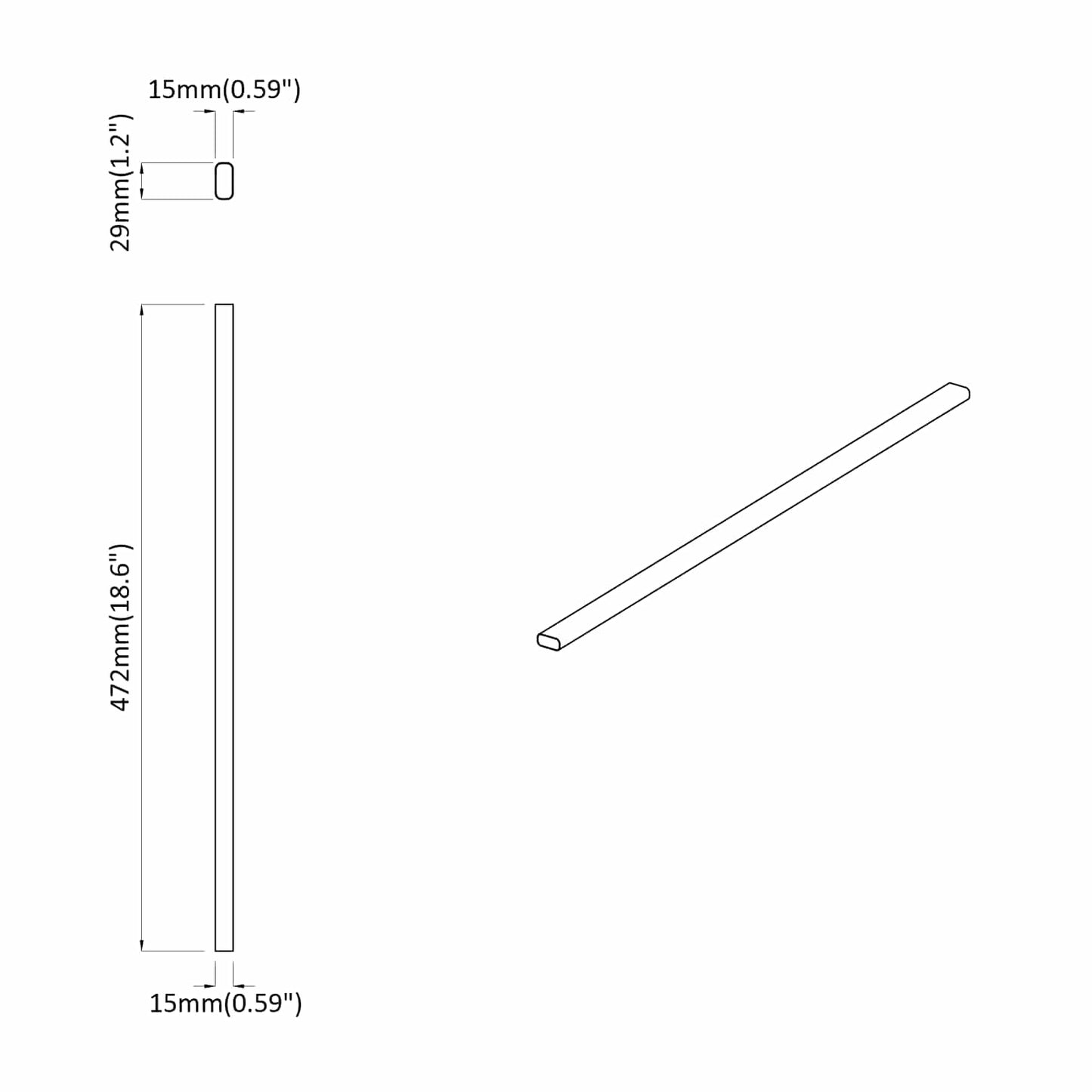 Klesslanger 2 pcs sølv 472 x 15 x 29 mm Aluminium Legering