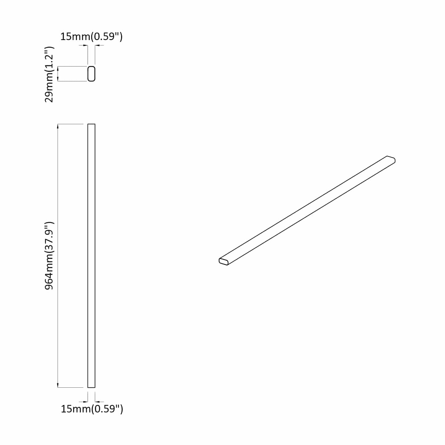 Klesslanger 2 pcs sølv 964 x 15 x 29 mm Aluminium Legering