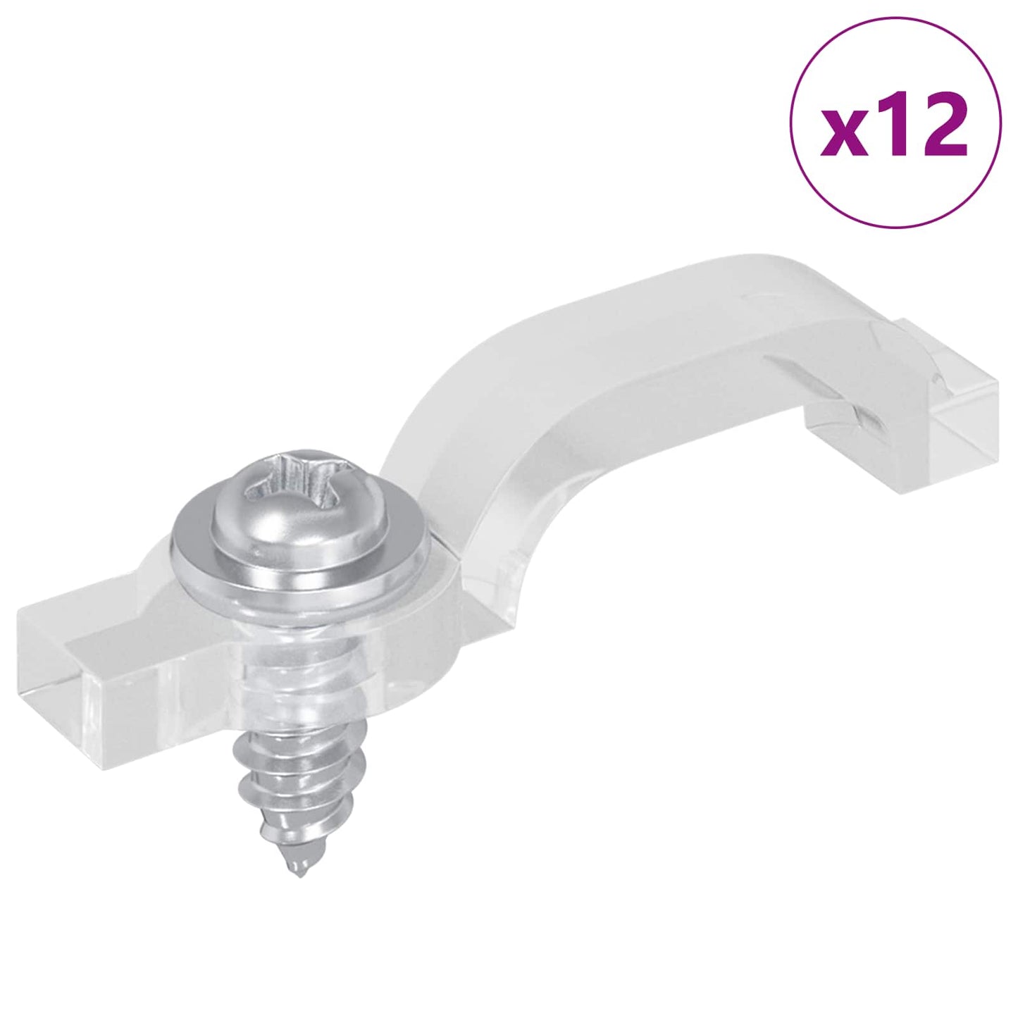 LED Strip Clips 23,8 mm 12 pcs Gjennomsiktig Plast og Jern