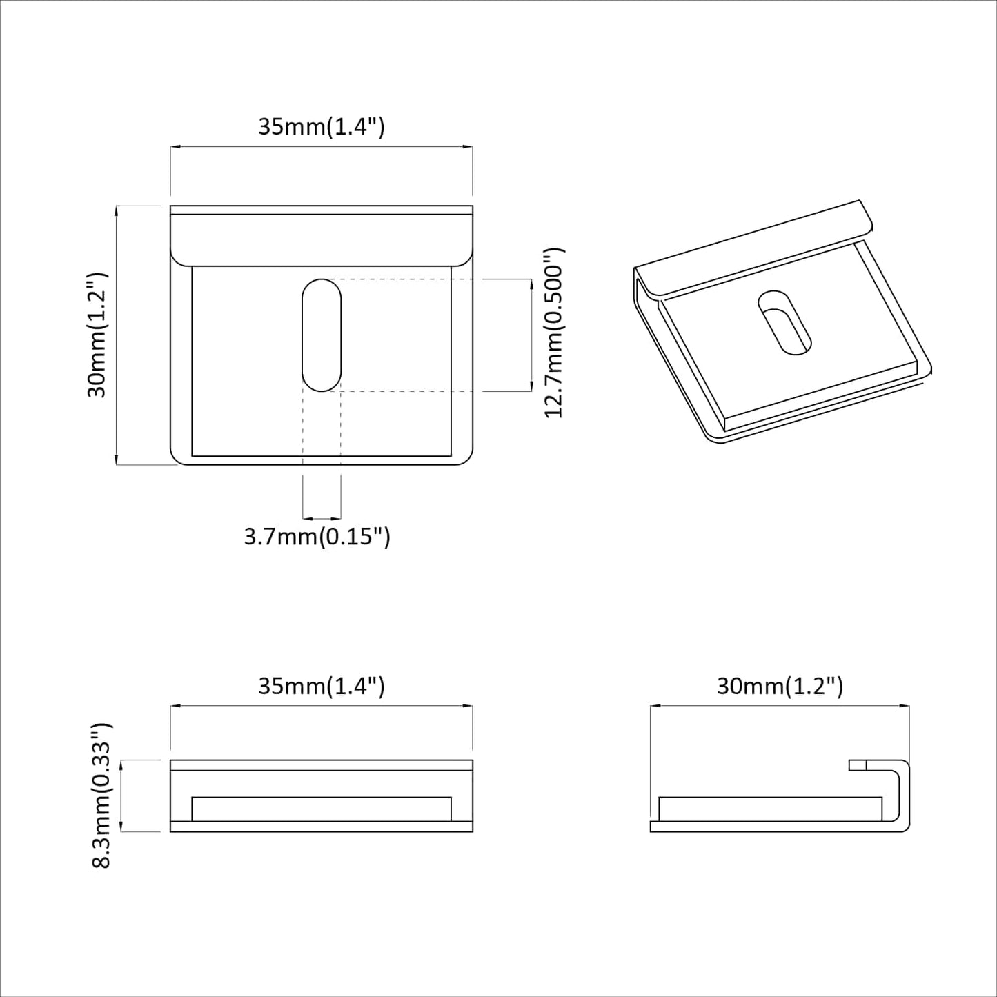 Speilhenger Brakett 340 pcs Nikkel 35 x 30 x 8,3 mm Stål