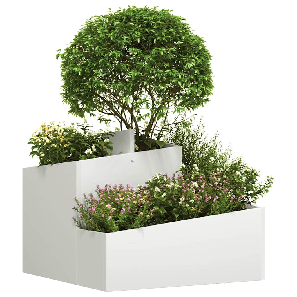 Hageblomsterpotte Hvit 60 x 60 x 50 cm Kaldvalsestål