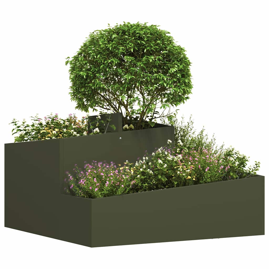Hageblomsterpotte Olivengrønn 80 x 80 x 50 cm Kaldvalsestål