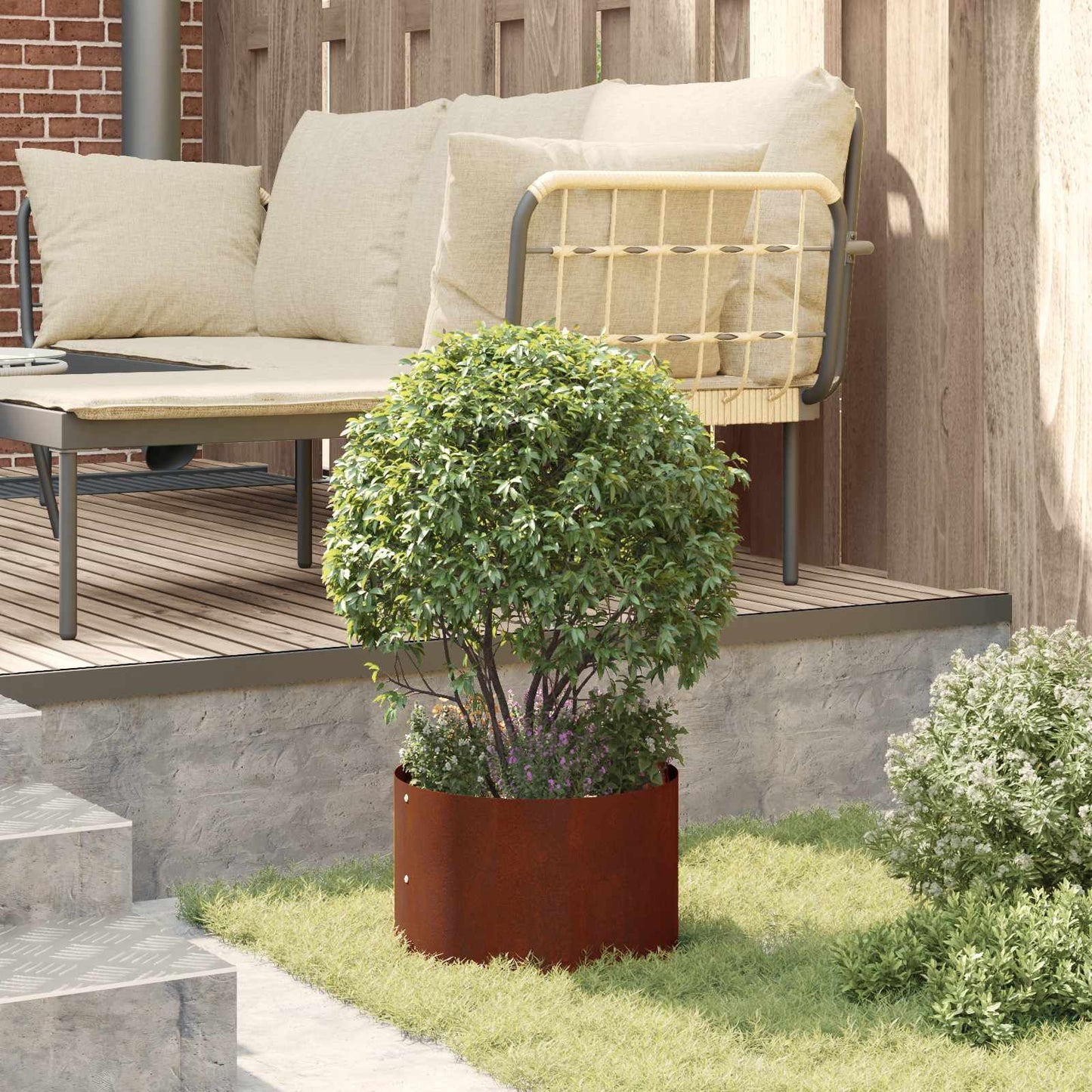 Plante ring 5 pcs Brun 30 x 30 x 20 cm Cortenstål