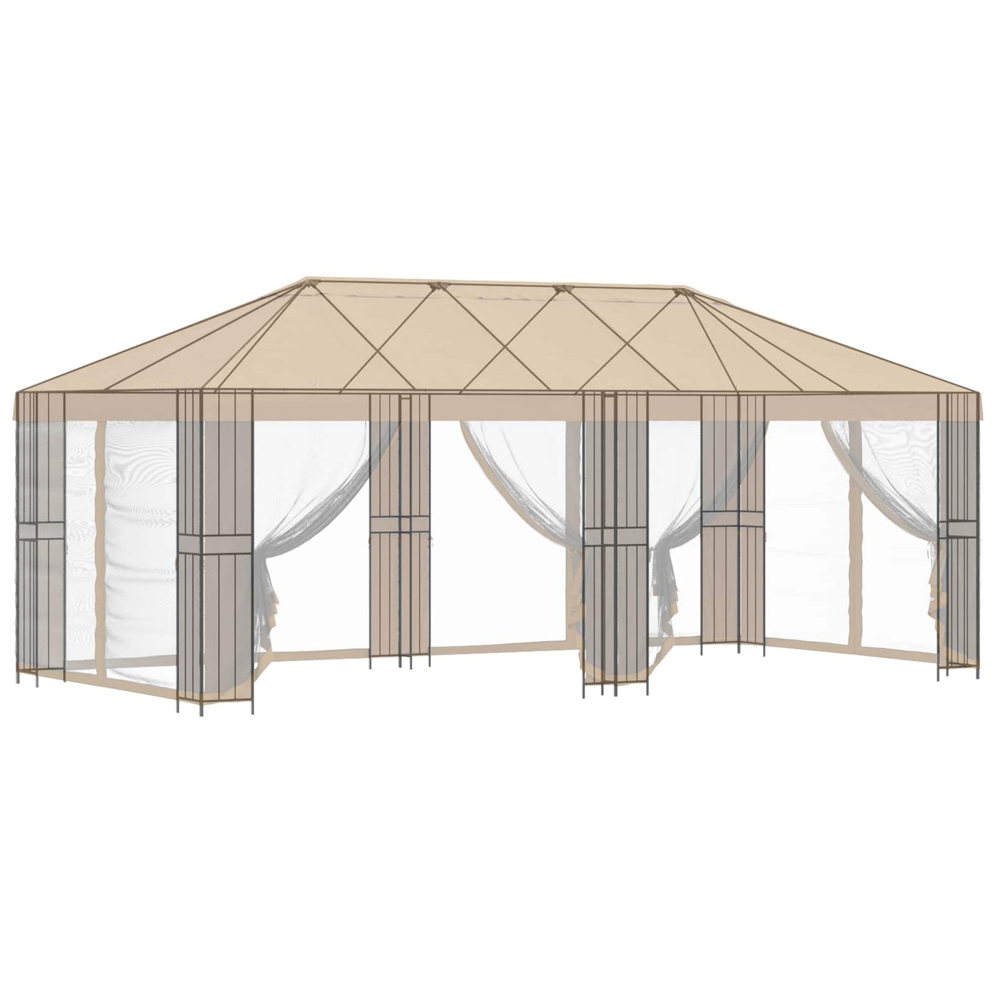 Gazebo Ramme 6 x 3 m Svart Stål